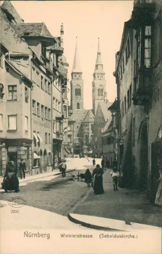 Ansichtskarte Nürnberg Winklerstrasse. Sebalduskirche. 1909