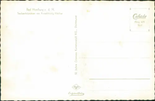 Bad Homburg Höhe Taubenhäuschen am Froschkönig-Weiher Colorfotokarte 1955