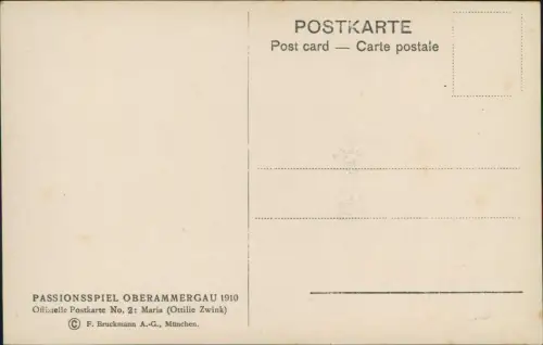 Ansichtskarte Oberammergau Passionsspiele Maria - Fotokarte 1910