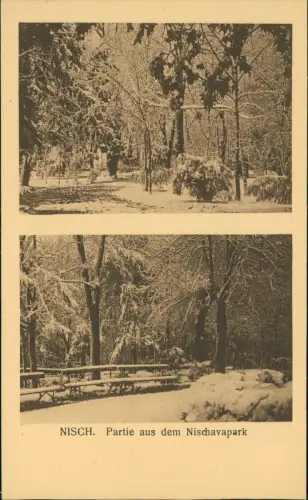 Postcard Nisch (Serbien( Niš Ниш 2 Bild Winter Nischavapark 1917