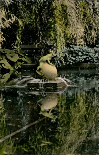 Bad Homburg vor der Höhe Froschkönig-Weiher, Figur Colorfotokarte 1955