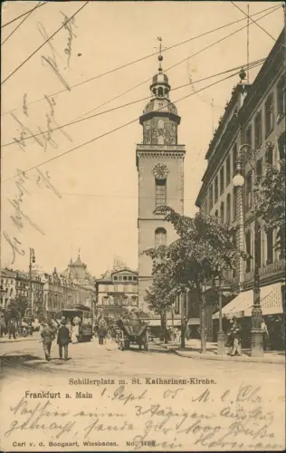 Ansichtskarte Frankfurt am Main Schillerplatz Straßenbahn 1905
