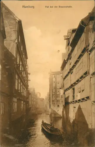 Ansichtskarte Hamburg Flet bei der Brauerstraße. 1917
