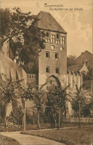 Ansichtskarte Tangermünde Die Roßfurt von der Elbseite 1912