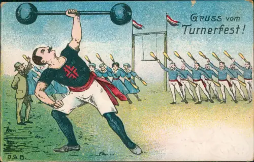 Ansichtskarte  Sportler: Turnen Turnerfest Künstlerkarte 1911