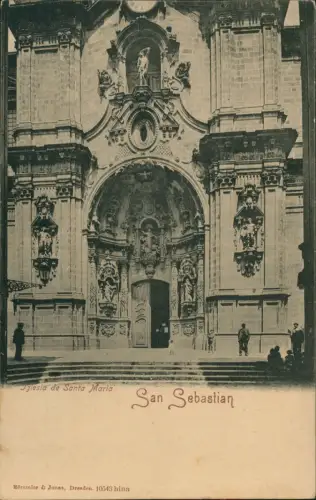 Postale San Sebastian Donostia / Donosti Iglesia de Santa Maria 1912