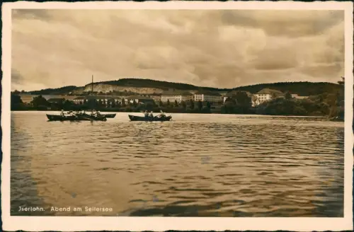 Ansichtskarte Iserlohn Abend am Seilersee, Fabrik Steinbruch 1930