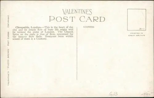 Postcard London Cheapside traffic Bus 1926