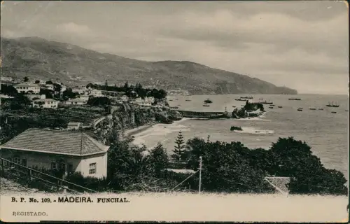 Postcard Funchal Strand Totale 1912