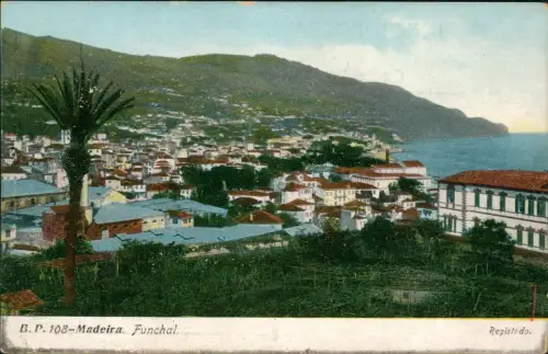 Postcard Funchal Stadtblick - Madeira 1912