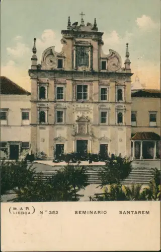 Postcard Santarém Portugal Seminario 1911