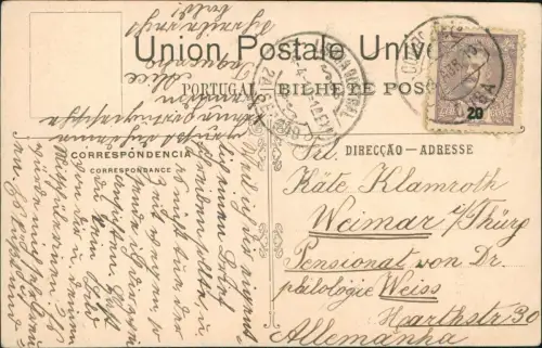 Postcard Santarém Portugal Seminario 1911