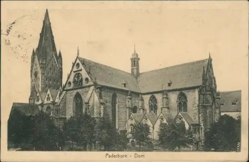 Ansichtskarte Paderborn Dom 1916   1. Weltkrieg Feldpost gelaufen