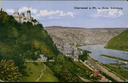 Ansichtskarte Oberwesel Schönburg am Rhein, Rhine Castle 1919