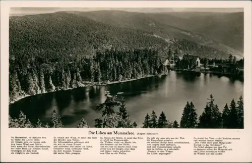 Ansichtskarte Achern Mummelsee mit Liedtext von August Schmelzer 1940