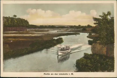 Ansichtskarte Woltersdorf Partie an der Löcknitz Schiff 1928