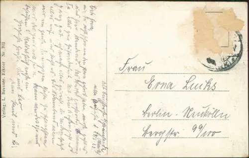 Ansichtskarte Erkner Löcknitz-Partie Boot 1918