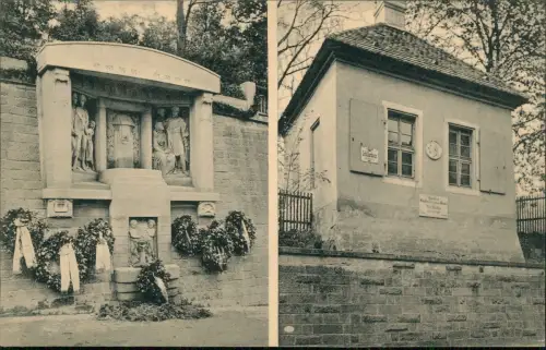 Ansichtskarte Loschwitz-Dresden 2 Bild: Schillerhaus und Denkmal 1914