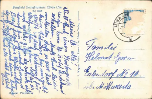 Ansichtskarte Löbau Berghotel Honigbrunnen - Fotokarte 1940