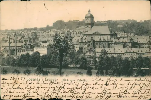 Lößnitz (Erzgebirge) Eis Lagerkeller Georg Schwarts, Stadtpartie 1913