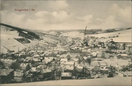 Ansichtskarte Klingenthal Totale - Stadt im Winter 1912