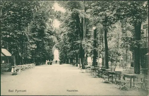 Ansichtskarte Bad Pyrmont Hauptallee, Restaurant 1912