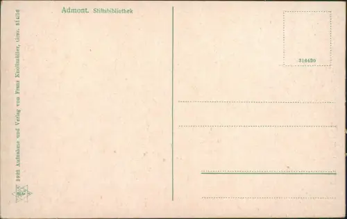 Ansichtskarte Admont Stiftsbibliothek - Innenansicht 1913