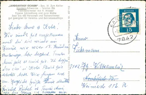 Kandern (LK Lörrach) Luftaufnahme Luftbild Landgasthof Ochsen 1968