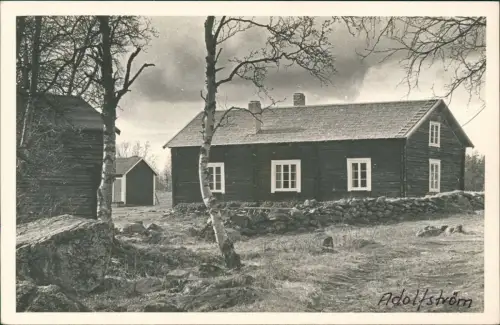 Postcard Adolfström Lappland Stadtpartie Hütten 1940