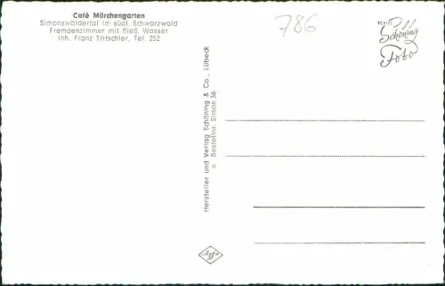 Ansichtskarte Simonswäldertal Café Märchengarten - Speisesaal 1969