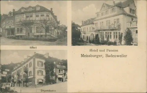 Ansichtskarte Badenweiler 3 Bild Hotel und Pension Meissburger 1918