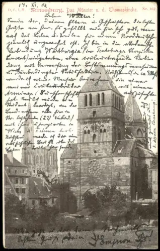 Straßburg Strasbourg Partie a.d. Thomaskirche und Münster 1904