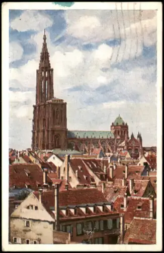 CPA Straßburg Strasbourg Stadtansicht Partie am Münster 1942