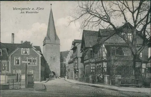 Ansichtskarte Wernigerode Am Westerntor - Straßenpartie 1913