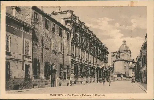 Cartolina Mantua Mantova Via Poma Palazzo di Giustizia 1924