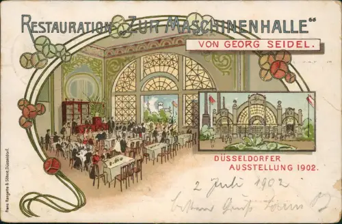 Düsseldorf RESTAURATION ZUR MASCHINEN HALLE Jugendstil Art Nouveau 1902