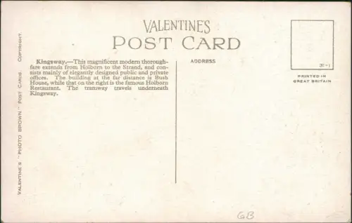 Postcard London Kingsway traffic Bus# 1929