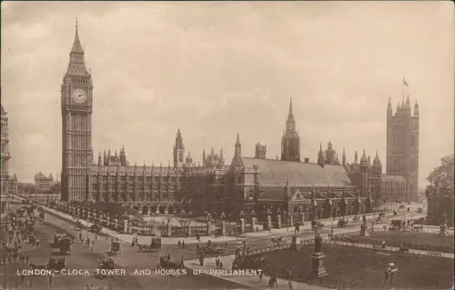 Postcard London Houses of Parliament Big Ben 1919