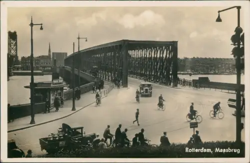 Postkaart Rotterdam Rotterdam Maasbrug Kiosk Autos 1930