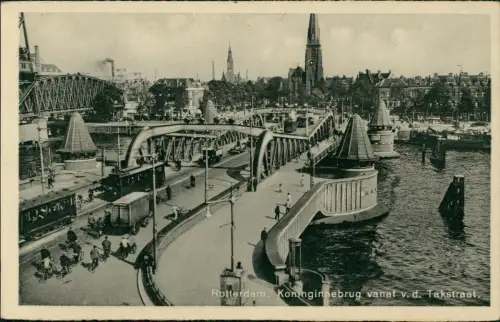 Rotterdam Rotterdam Koninginnebrug vanaf v. d. Takstraat. Tram 1932