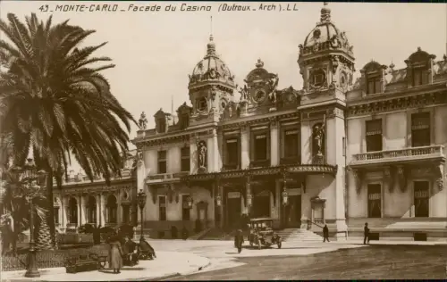 Postcard Monte-Carlo Facade du Casino Dutroux - Arch 1922