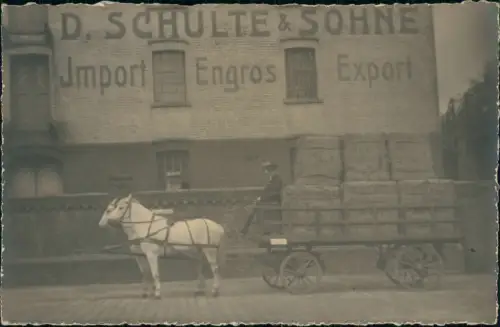 Ansichtskarte  Firma D. Schulte & Söhne Pferdefuhrwerk Import Export 1814