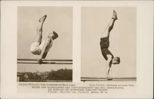 Ansichtskarte Crimmitschau 2 Bild Vorturner des MTV Crimmitschau 1929