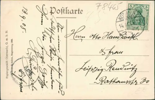 Ansichtskarte Konstanz Partie am Rhein mit Blick auf den Rheinturm 1906