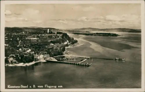Ansichtskarte Staad-Konstanz Luftbild Fliegeraufnahme Hafen 1930
