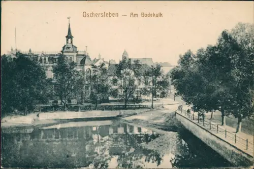Ansichtskarte Oschersleben Straßenpartie - Am Bodekulk 1937
