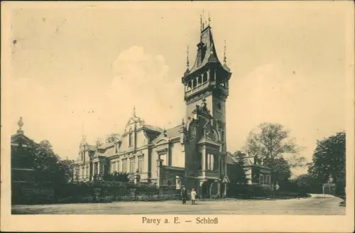 Ansichtskarte Elbe-Parey Partie am Schloß 1914