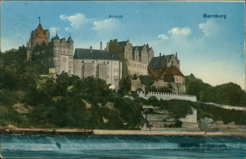 Ansichtskarte Bernburg (Saale) Schloß und Wehr 1913