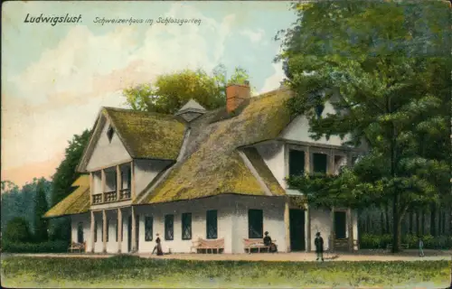 Ansichtskarte Ludwigslust Schweizerhaus im Schlossgarten 1906