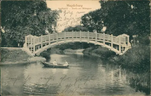 Ansichtskarte Werder-Magdeburg Stadtpark Partie am Mittagsee 1908